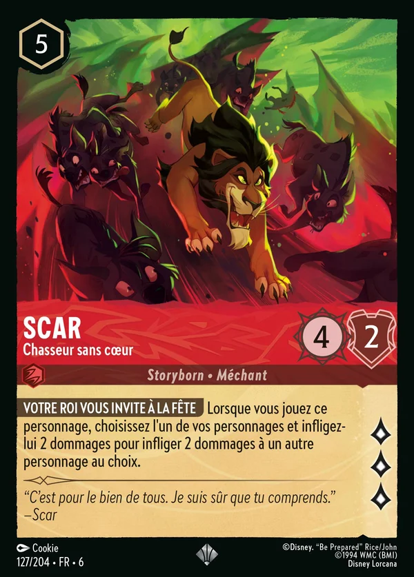 Scar - Chasseur sans cœur — Disney Lorcana Personnage card from Azurite Sea