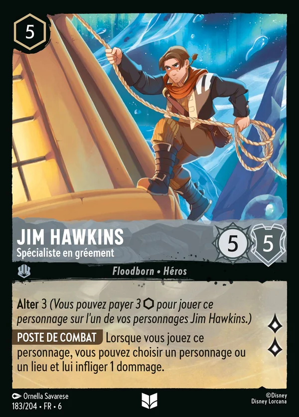 Jim Hawkins - Spécialiste en gréement — Disney Lorcana Personnage card from Azurite Sea