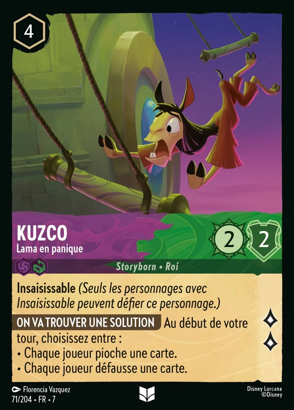 Kuzco - Lama en panique — Disney Lorcana Personnage card from Archazia's Island