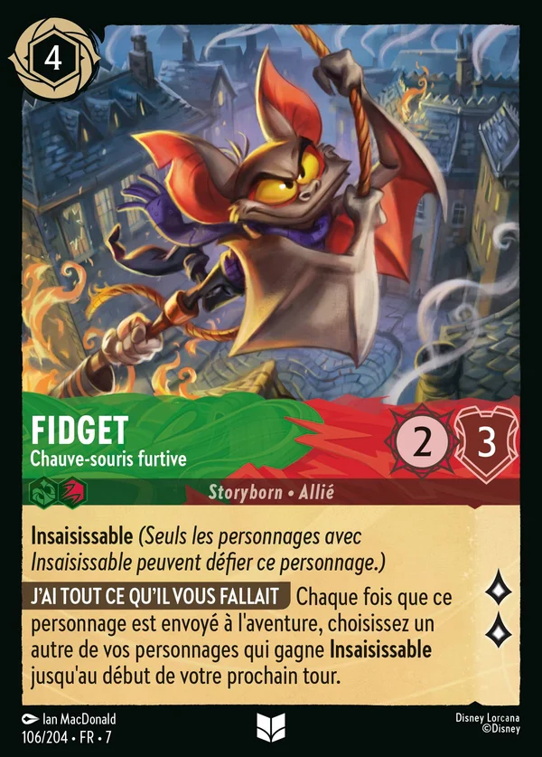 Fidget - Chauve-souris furtive — Disney Lorcana Personnage card from Archazia's Island