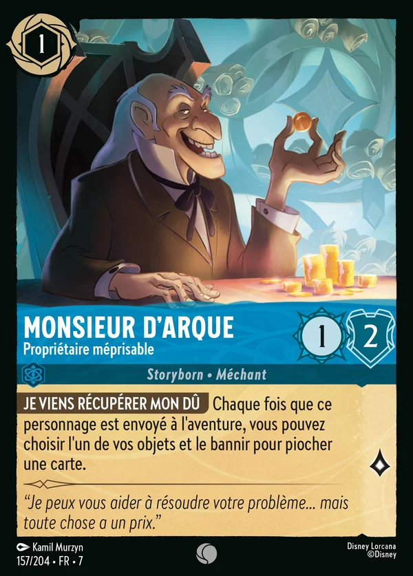 Monsieur D'Arque - Propriétaire méprisable — Disney Lorcana Personnage card from Archazia's Island