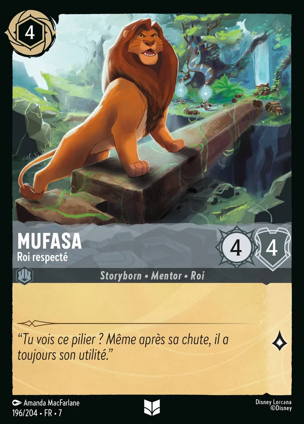 Mufasa - Roi respecté — Disney Lorcana Personnage card from Archazia's Island