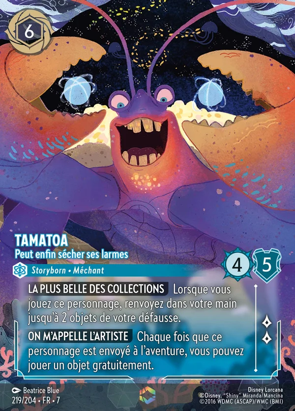 Tamatoa - Peut enfin sécher ses larmes — Disney Lorcana Personnage card from Archazia's Island