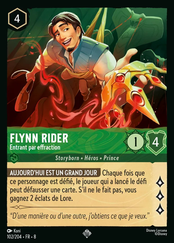 Flynn Rider - Entrant par effraction — Disney Lorcana Personnage card from The Reign of Jafar
