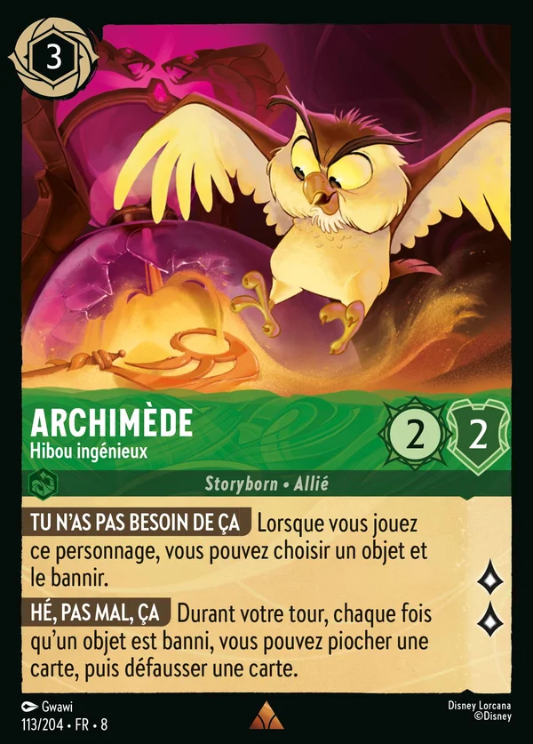Archimède - Hibou ingénieux — Disney Lorcana Personnage card from The Reign of Jafar
