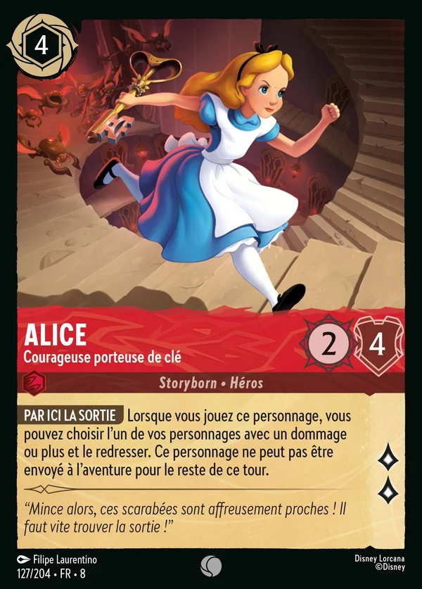 Alice - Courageuse porteuse de clé — Disney Lorcana Personnage card from The Reign of Jafar