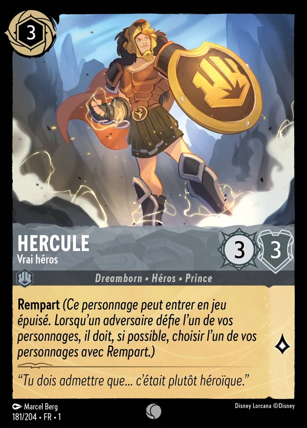 Hercule - Vrai héros — Disney Lorcana Personnage card from The First Chapter