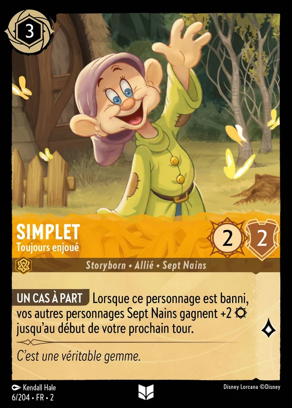 Simplet - Toujours enjoué — Disney Lorcana Personnage card from Rise of the Floodborn