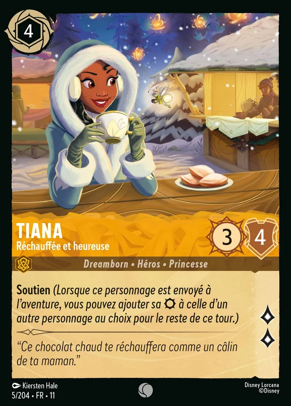 Tiana - Réchauffée et heureuse — Disney Lorcana Personnage card from Winterspell