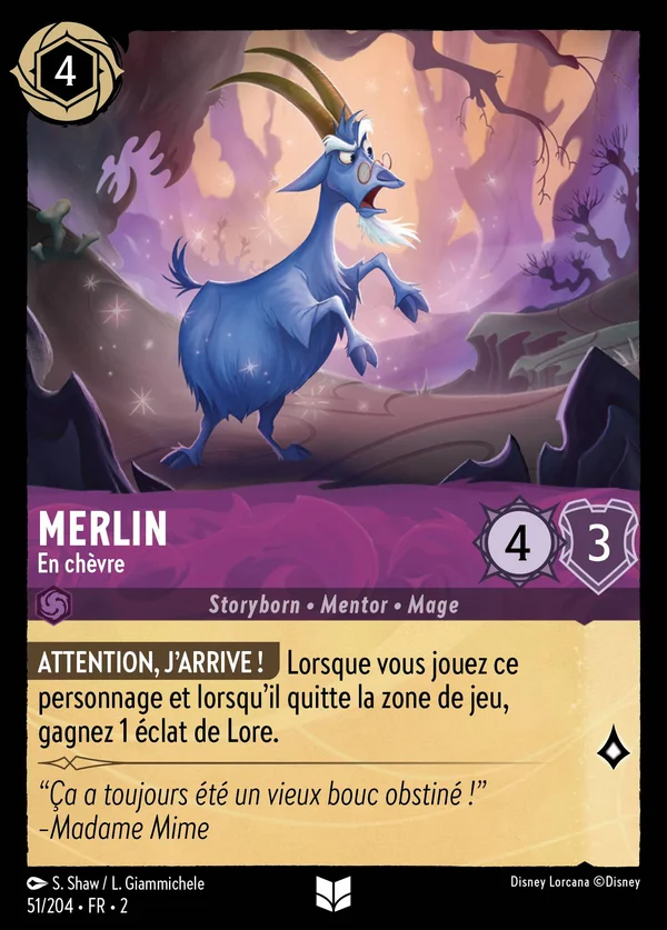 Merlin - En chèvre — Disney Lorcana Personnage card from Rise of the Floodborn