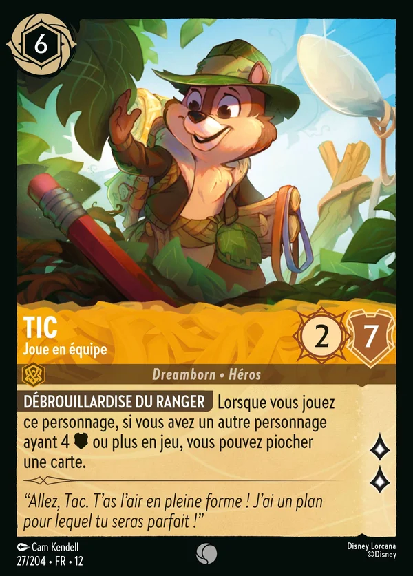 Tic - Joue en équipe — Disney Lorcana Personnage card from Wilds Unknown