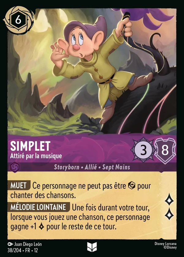 Simplet - Attiré par la musique — Disney Lorcana Personnage card from Wilds Unknown