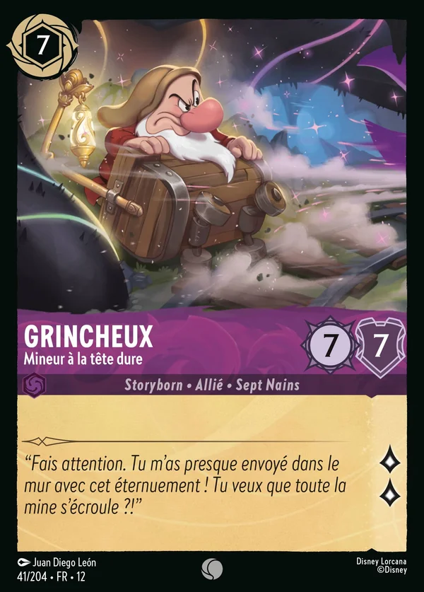 Grincheux - Mineur à la tête dure — Disney Lorcana Personnage card from Wilds Unknown