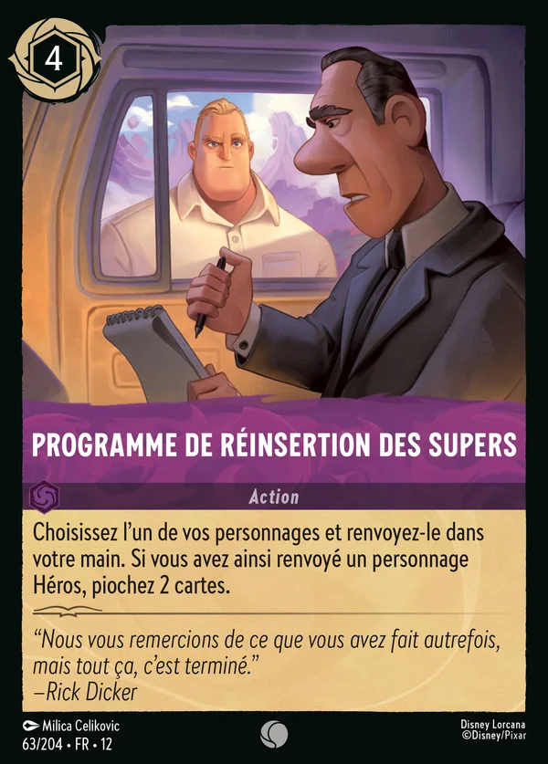 Programme de réinsertion des Supers — Disney Lorcana Action card from Wilds Unknown