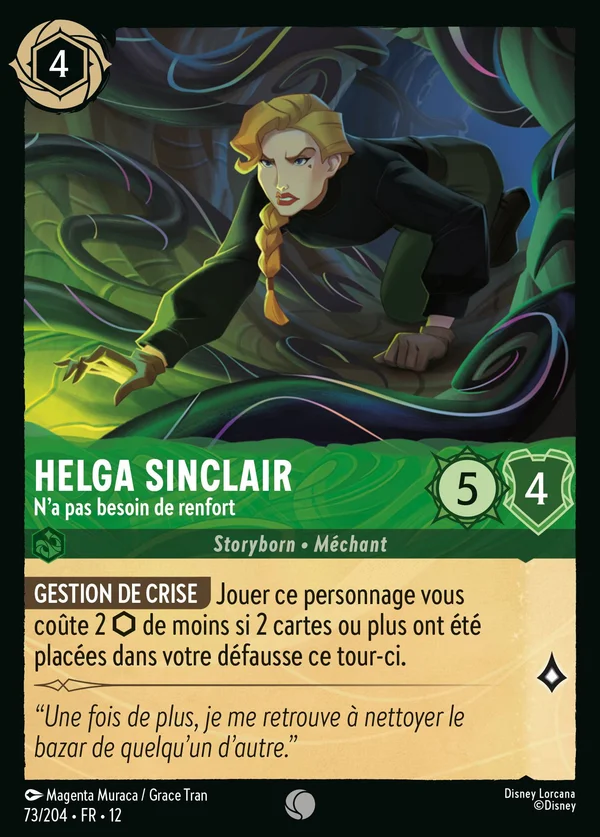 Helga Sinclair - N'a pas besoin de renfort — Disney Lorcana Personnage card from Wilds Unknown