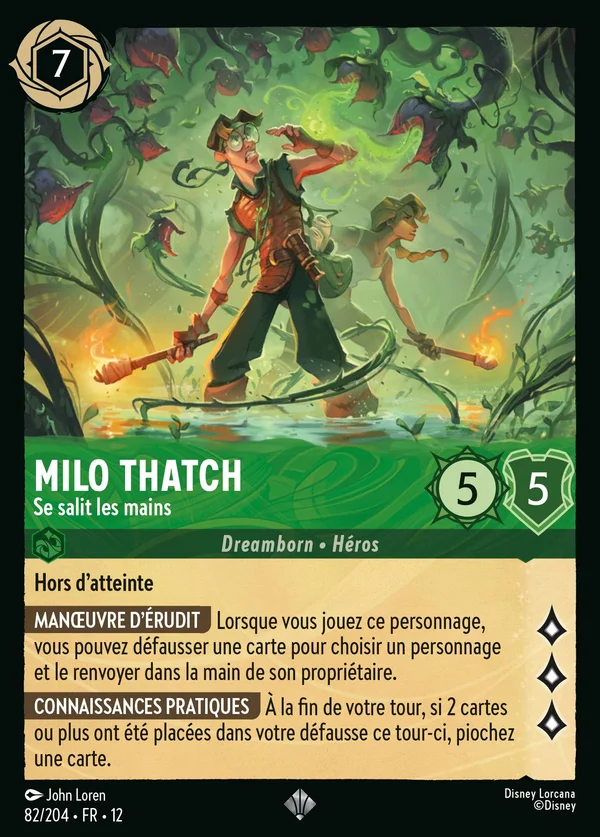 Milo Thatch - Se salit les mains — Disney Lorcana Personnage card from Wilds Unknown