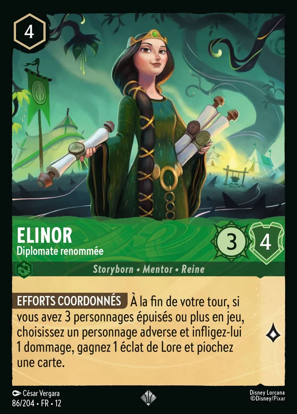 Elinor - Diplomate renommée — Disney Lorcana Personnage card from Wilds Unknown