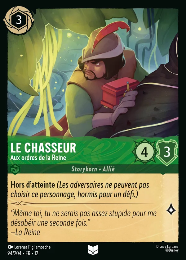 Le chasseur - Aux ordres de la Reine — Disney Lorcana Personnage card from Wilds Unknown