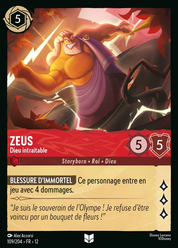 Zeus - Dieu intraitable — Disney Lorcana Personnage card from Wilds Unknown