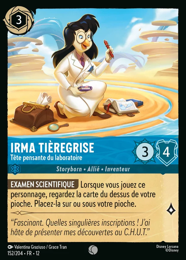 Irma Tièregrise - Tête pensante du laboratoire — Disney Lorcana Personnage card from Wilds Unknown
