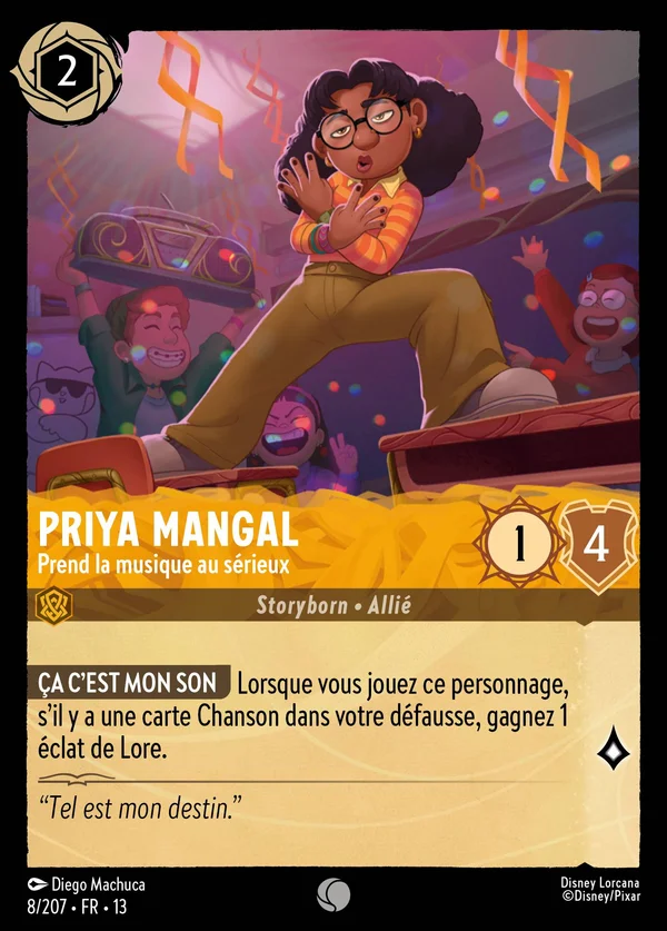 Priya Mangal - Prend la musique au sérieux — Disney Lorcana Personnage card from Attack of the Vine!