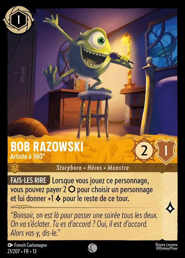 Bob Razowski - Artiste à 360° — Disney Lorcana Personnage card from Attack of the Vine!