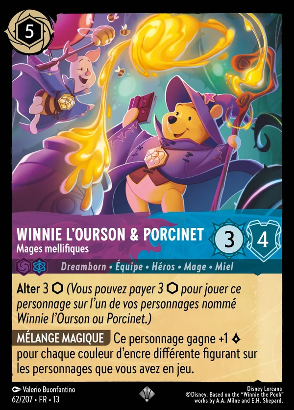 Winnie l'Ourson & Porcinet - Mages mellifiques — Disney Lorcana Personnage card from Attack of the Vine!