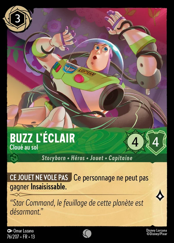Buzz l'Éclair - Cloué au sol — Disney Lorcana Personnage card from Attack of the Vine!