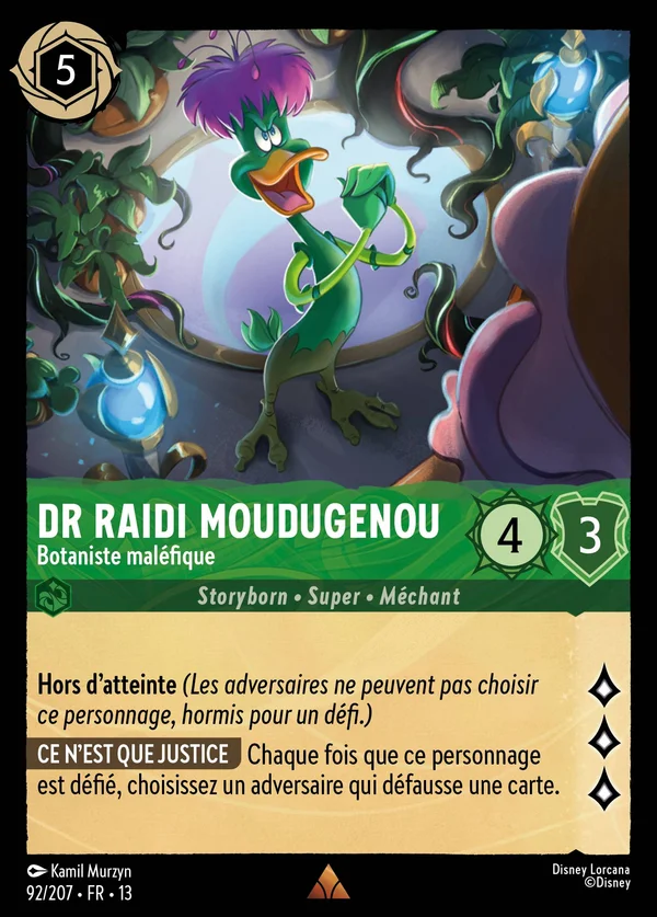 Dr Raidi Moudugenou - Botaniste maléfique — Disney Lorcana Personnage card from Attack of the Vine!
