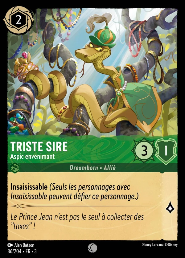 Triste Sire - Aspic envenimant — Disney Lorcana Personnage card from Into the Inklands