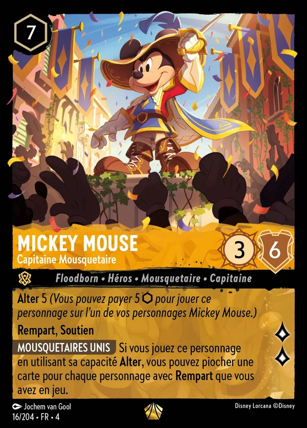 Mickey Mouse - Capitaine Mousquetaire — Disney Lorcana Personnage card from Ursula's Return