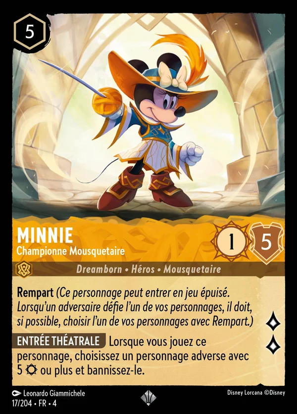 Minnie - Championne Mousquetaire — Disney Lorcana Personnage card from Ursula's Return