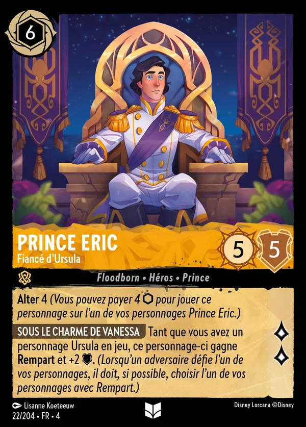 Prince Eric - Fiancé d'Ursula — Disney Lorcana Personnage card from Ursula's Return