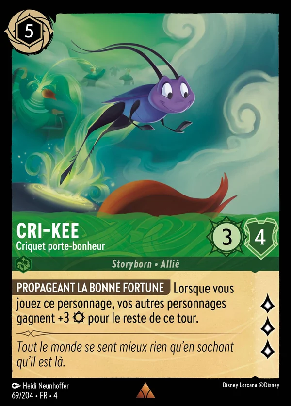 Cri-Kee - Criquet porte-bonheur — Disney Lorcana Personnage card from Ursula's Return