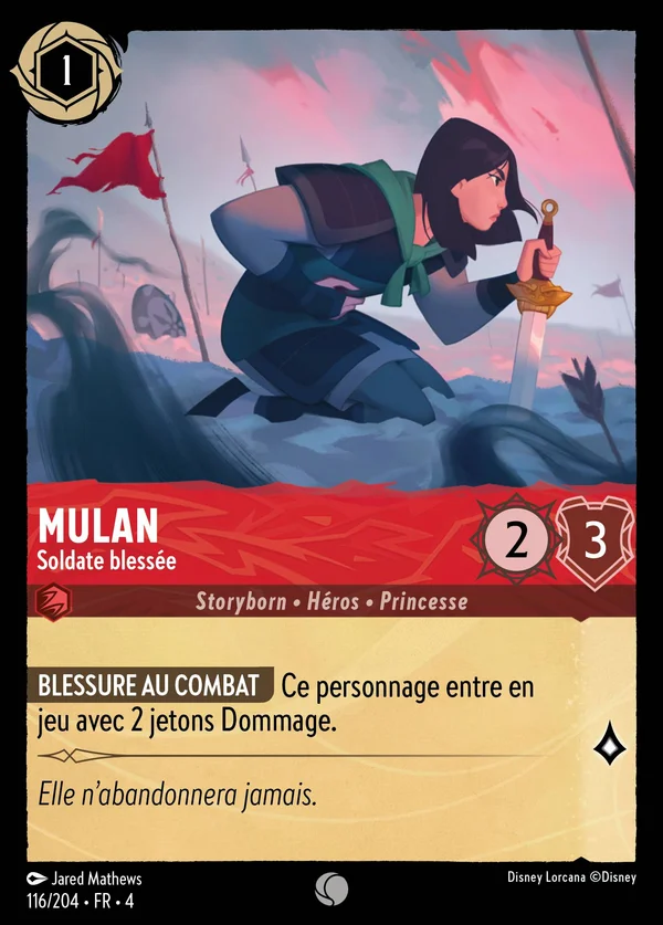 Mulan - Soldate blessée — Disney Lorcana Personnage card from Ursula's Return