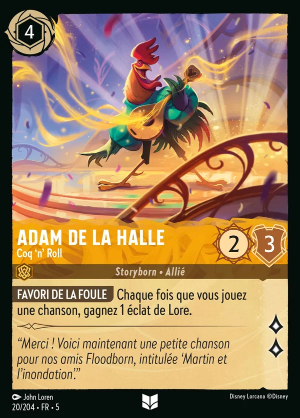 Adam de la Halle - Coq 'n' Roll — Disney Lorcana Personnage card from Shimmering Skies
